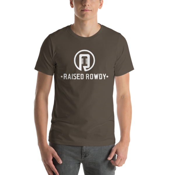 Raised Rowdy White logo Short-Sleeve Unisex T-Shirt
