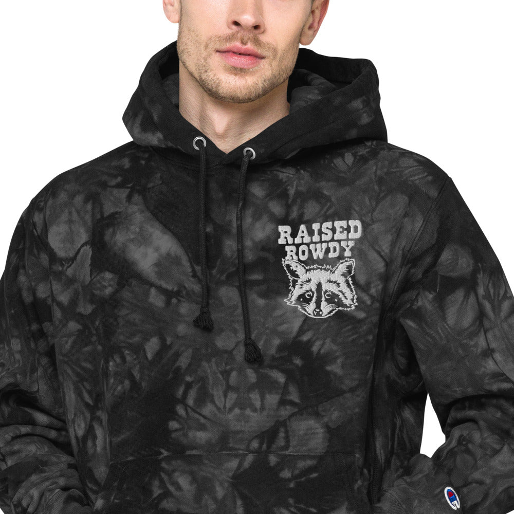 Raccoon Champion tie-dye hoodie