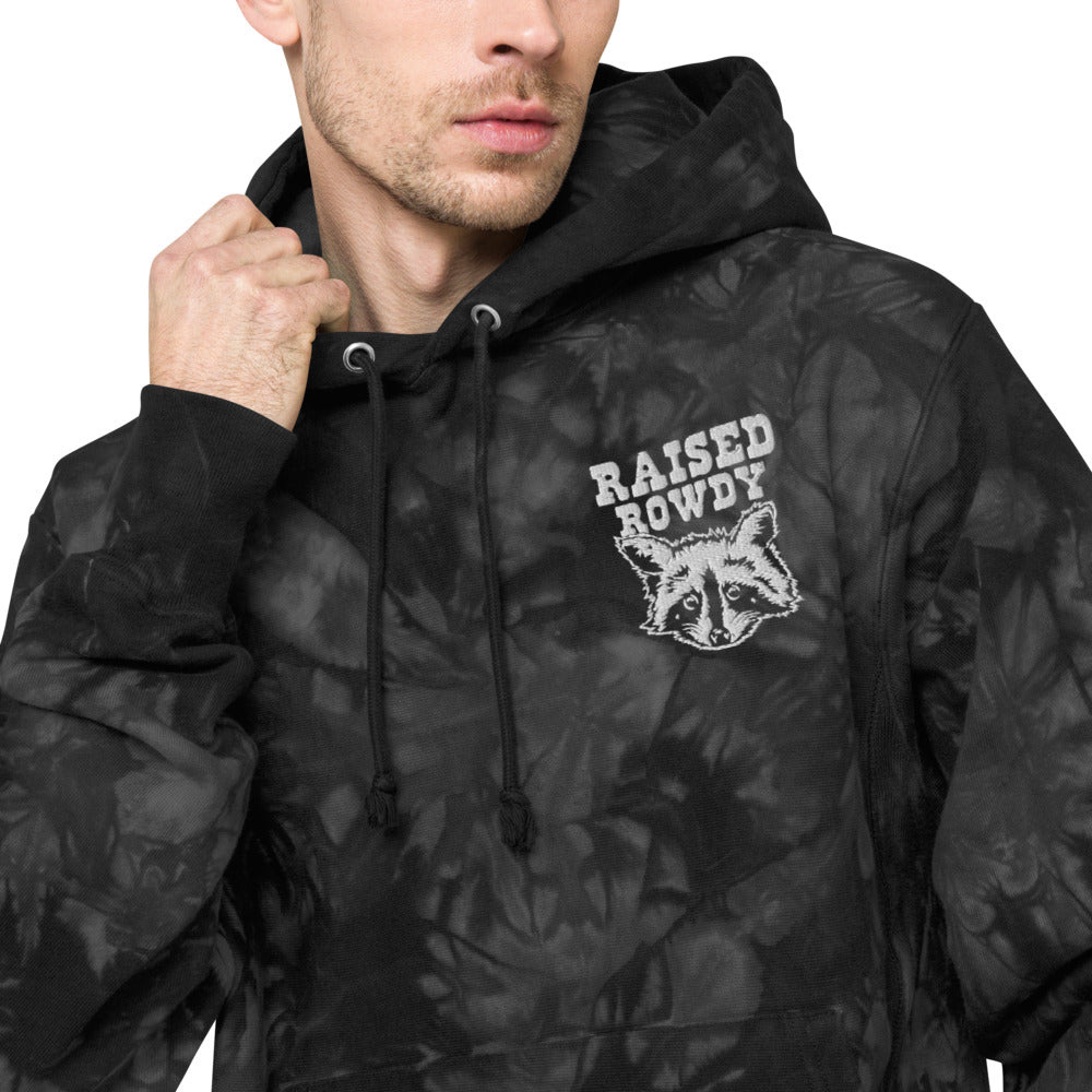 Raccoon Champion tie-dye hoodie