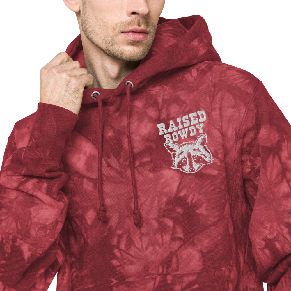 Raccoon Champion tie-dye hoodie