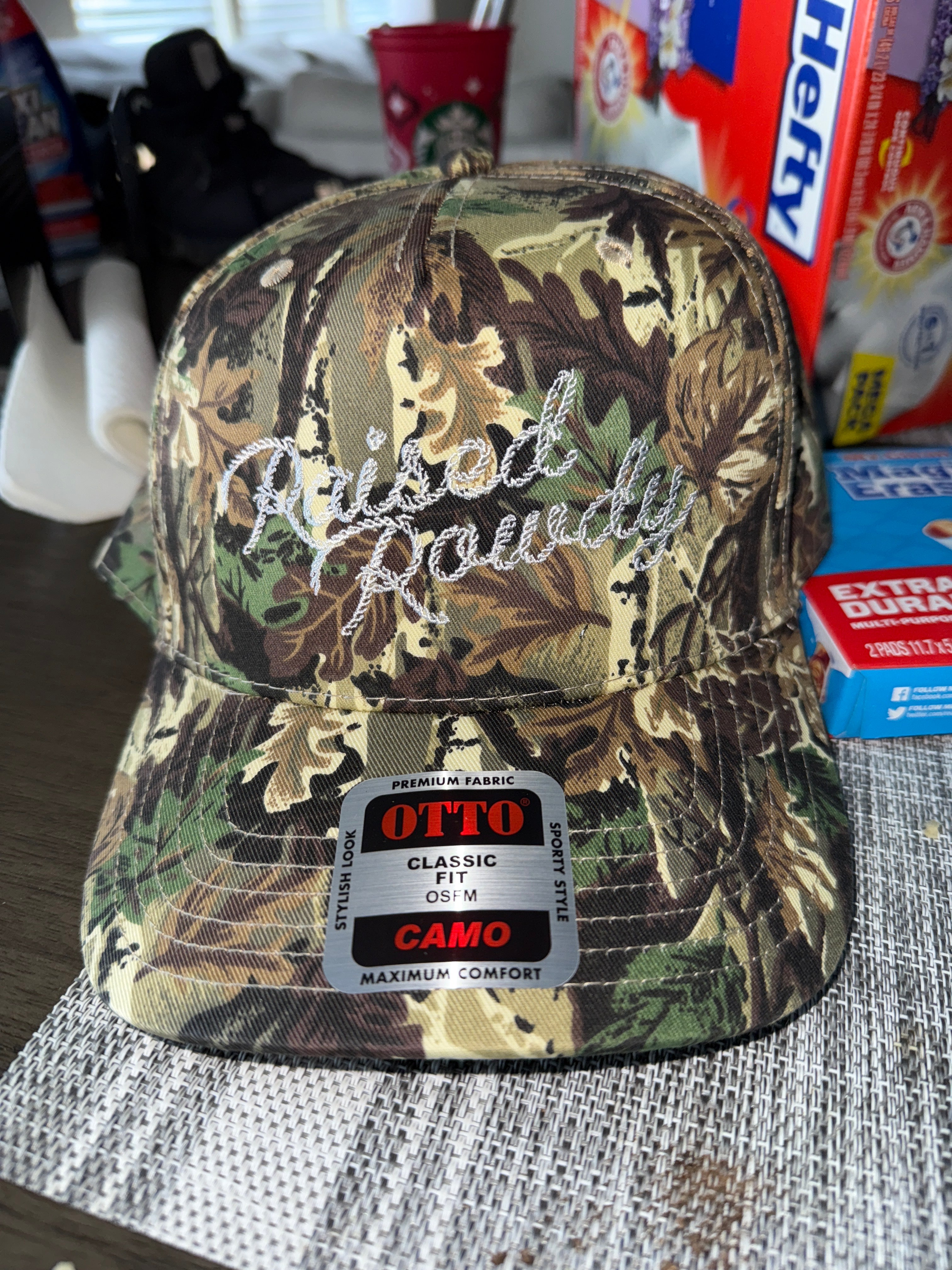Old School Camo Script Hat