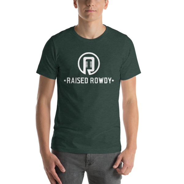 Raised Rowdy White logo Short-Sleeve Unisex T-Shirt
