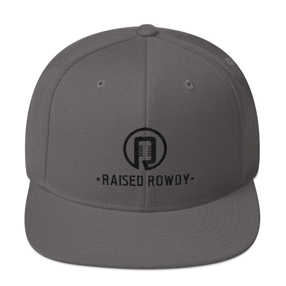 Black Logo Flat Brim Snapback Hat