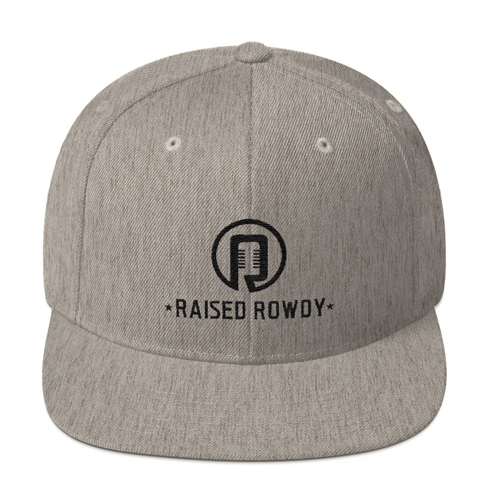 Black Logo Flat Brim Snapback Hat