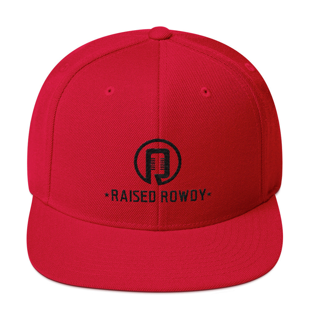 Black Logo Flat Brim Snapback Hat