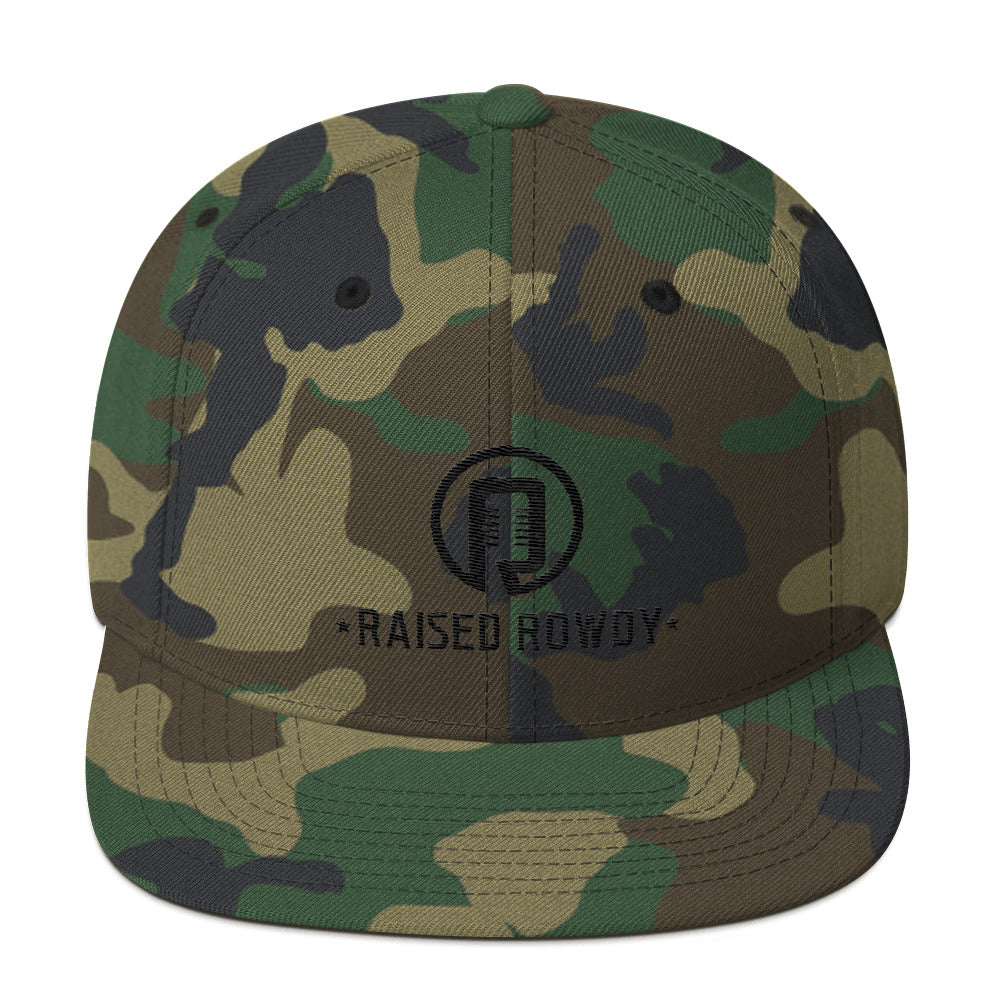 Black Logo Flat Brim Snapback Hat