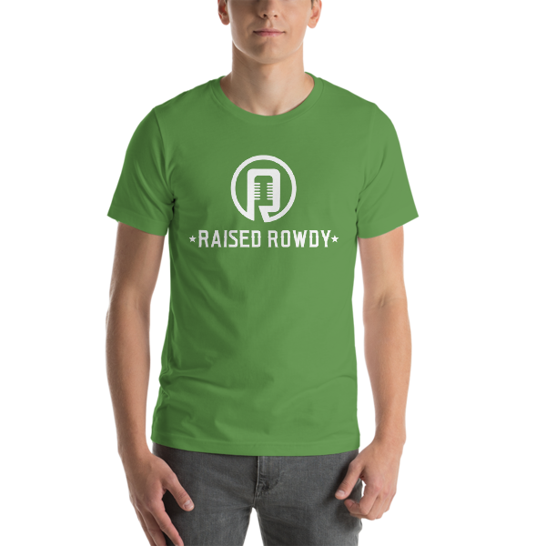 Raised Rowdy White logo Short-Sleeve Unisex T-Shirt