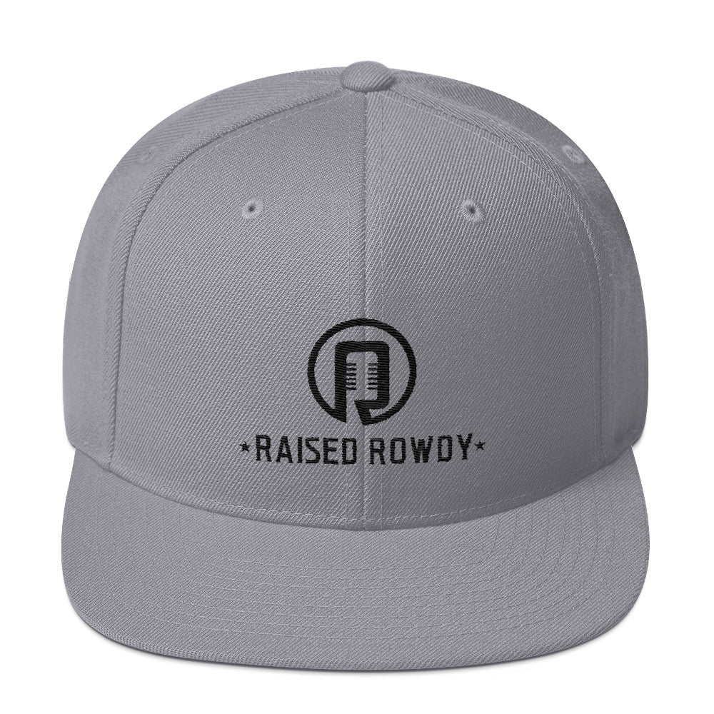 Black Logo Flat Brim Snapback Hat