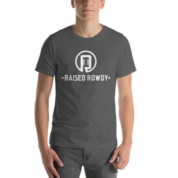 Raised Rowdy White logo Short-Sleeve Unisex T-Shirt