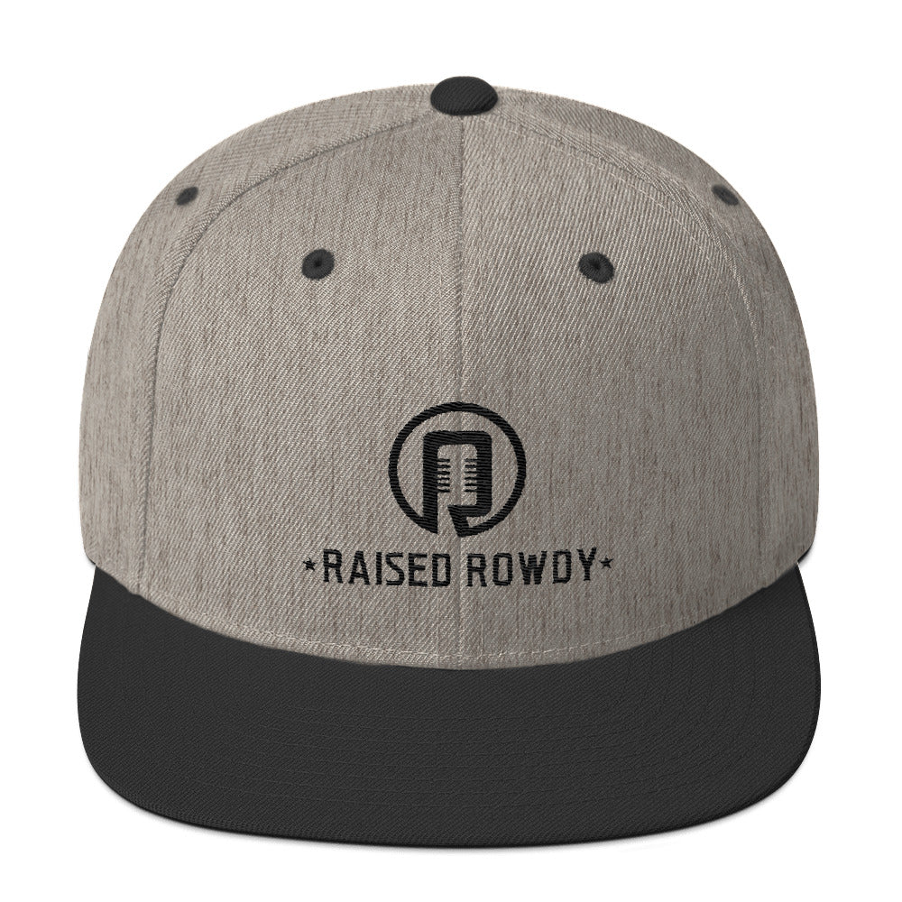 Black Logo Flat Brim Snapback Hat