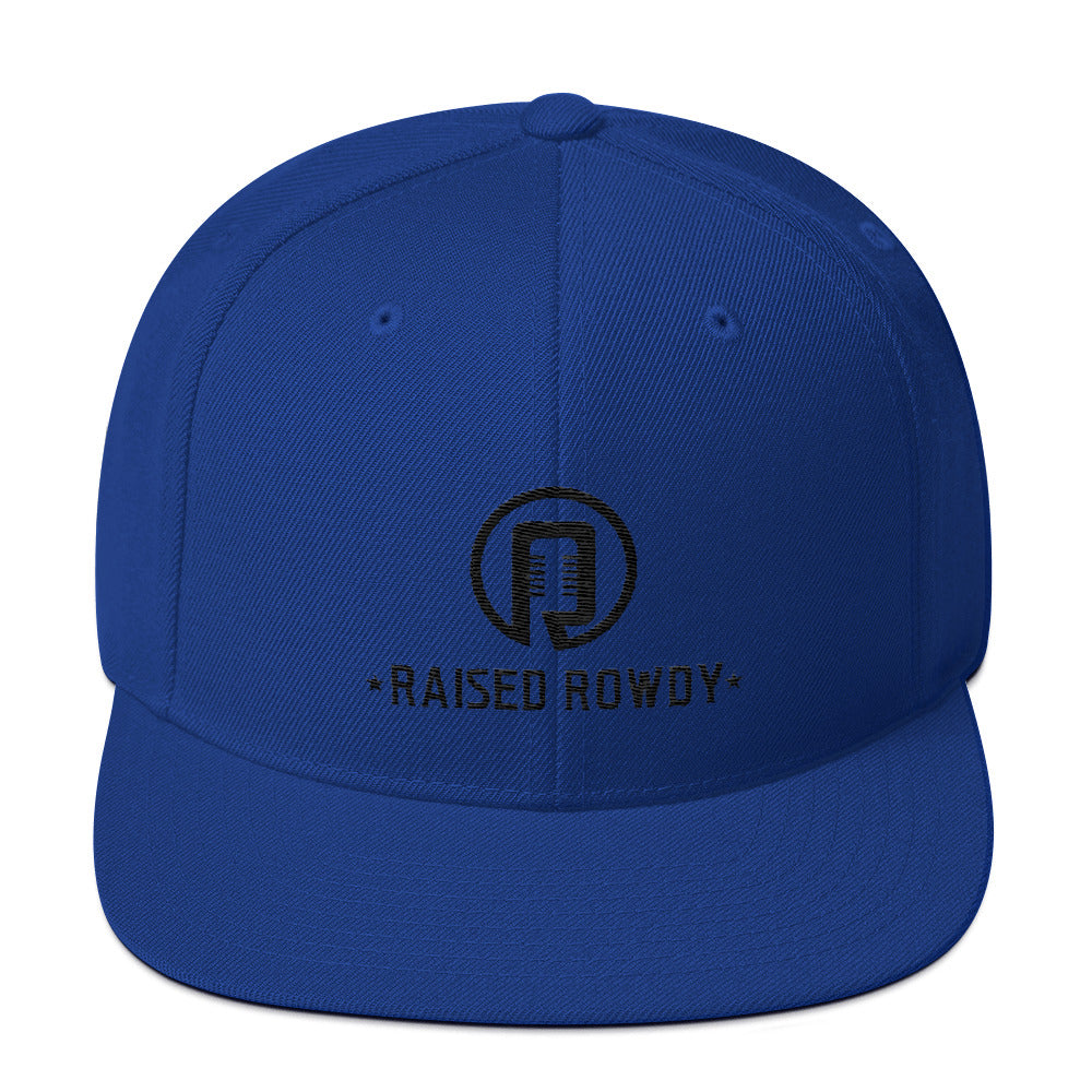 Black Logo Flat Brim Snapback Hat