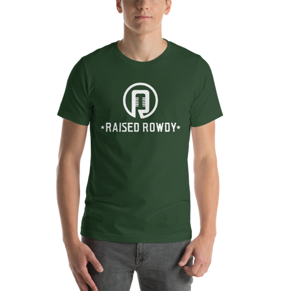 Raised Rowdy White logo Short-Sleeve Unisex T-Shirt