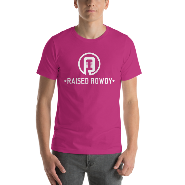 Raised Rowdy White logo Short-Sleeve Unisex T-Shirt