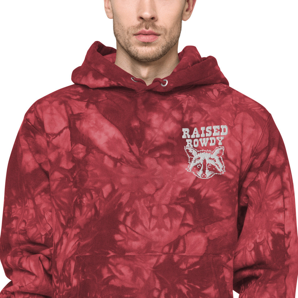 Raccoon Champion tie-dye hoodie